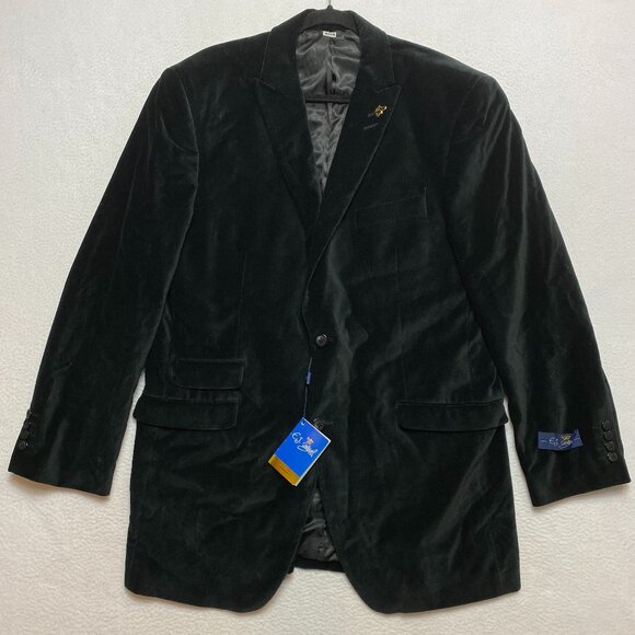 E.J. Samuel Velvet Blazer Sports Coat Men's 42R Black Notch Jacket NWT $250